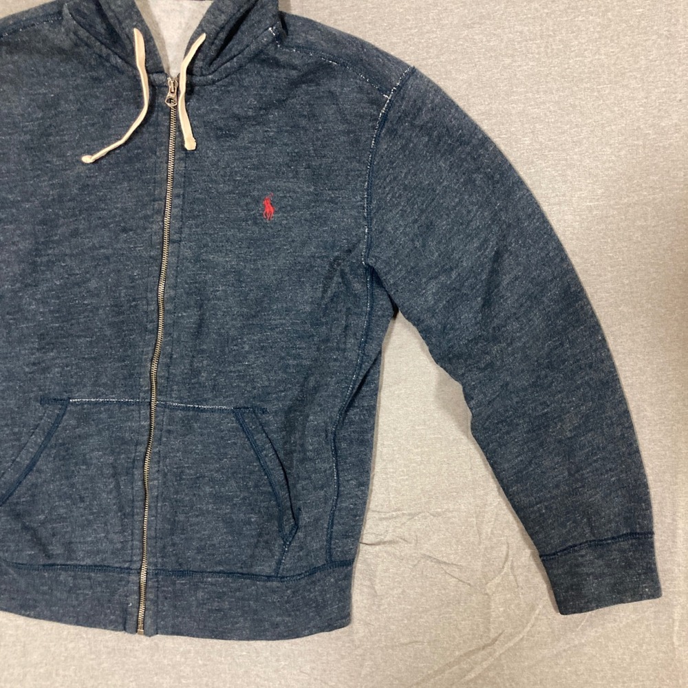 Polo Ralph Lauren Mens Blue Heathered‎ Full Zip Hoodie Sweatshirt Size Large - Picture 5 of 15